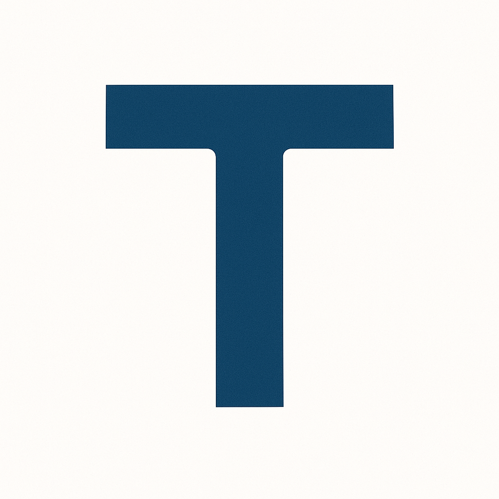 modern blue t logo